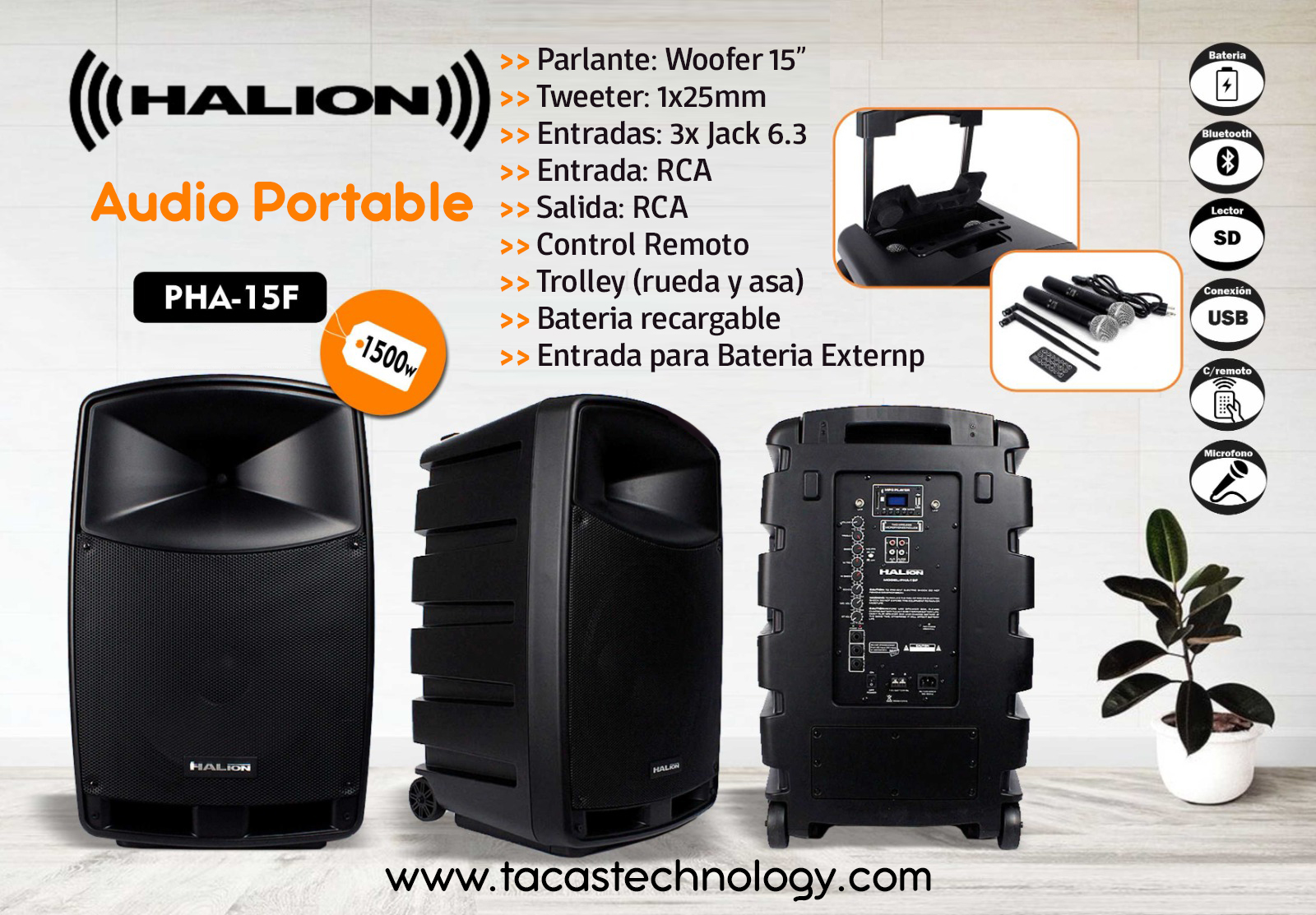 Parlante Portable Recargable Halion